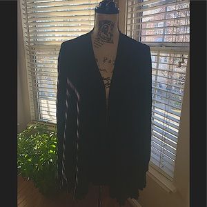 Joseph A black ruffle cardigan sweater .